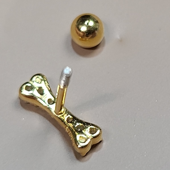 925 Sterling Silver Yellow Gold Zircon Dog Bone Puppy Stack - Picture 6 of 10